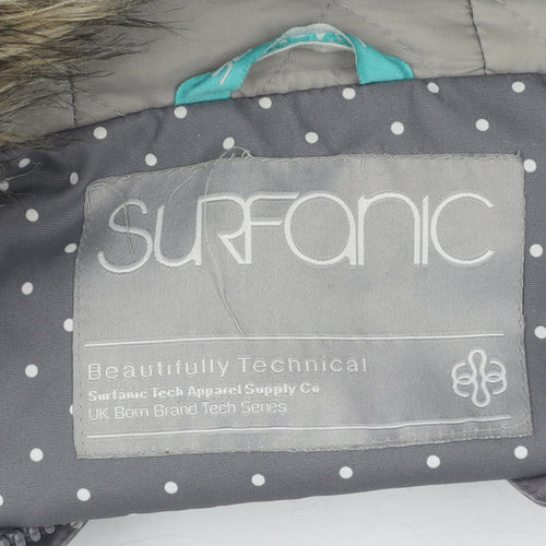 Surfanic Women's Grey Polka Dot Parka Jacket, L, Hooded, Winter