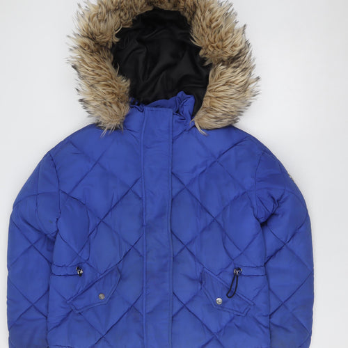 River Island Women's Blue Puffer Jacket Size 8