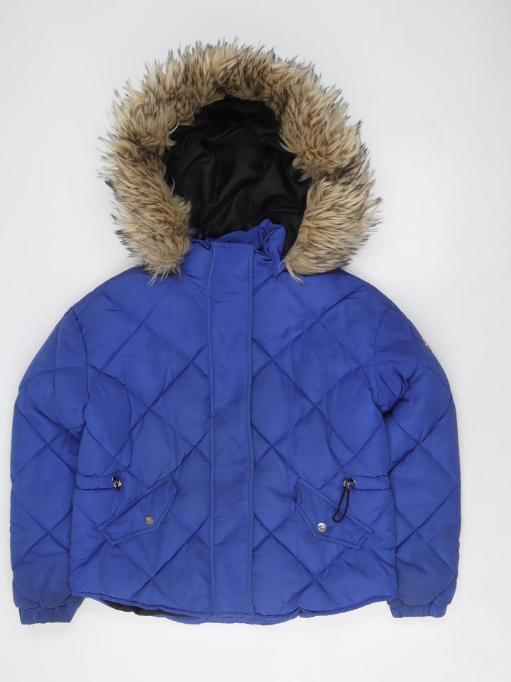 River Island Women's Blue Puffer Jacket Size 8