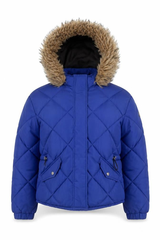 River Island Women's Blue Puffer Jacket Size 8
