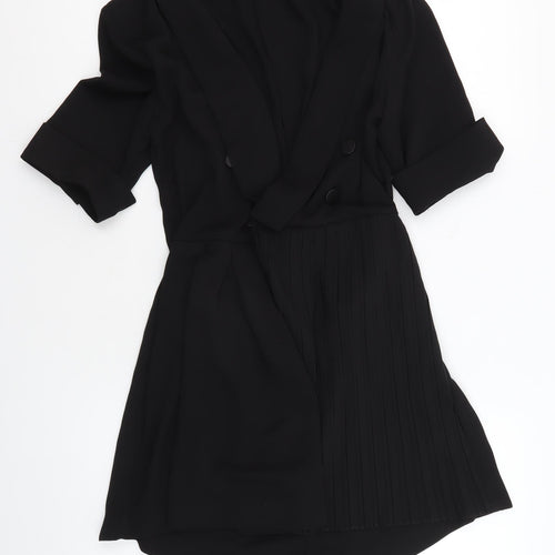 Zara Women's Black Playsuit Size 6, Casual, Button Accents