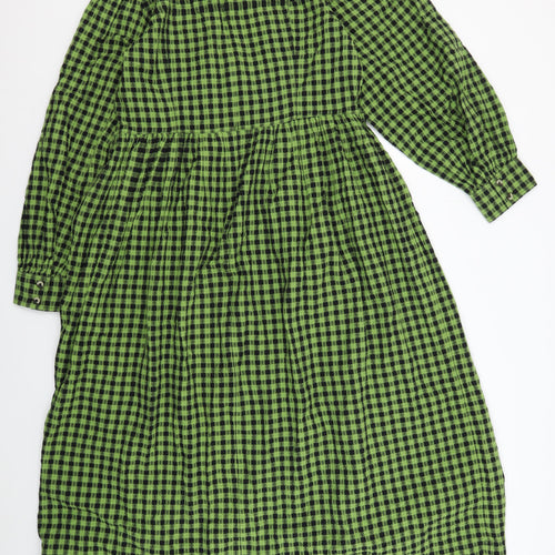 Marks and Spencer Women's Green Gingham Shift Dress Size 14