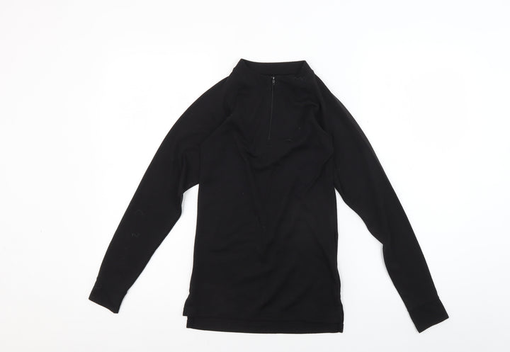 Trespass Boys Black Long Sleeve 1/4 Zip Pullover T-Shirt