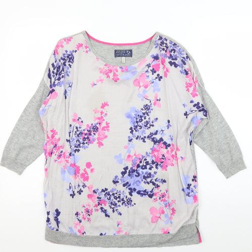 Joules Women's Grey Floral Jersey T-Shirt Size 10