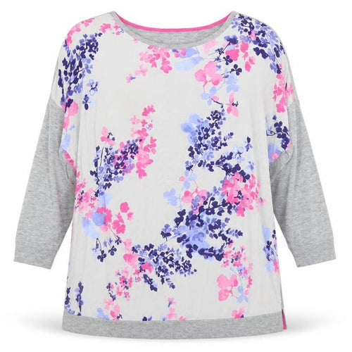 Joules Women's Grey Floral Jersey T-Shirt Size 10