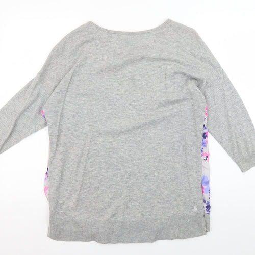 Joules Women's Grey Floral Jersey T-Shirt Size 10