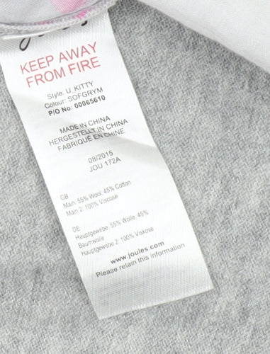 Joules Women's Grey Floral Jersey T-Shirt Size 10