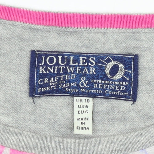 Joules Women's Grey Floral Jersey T-Shirt Size 10