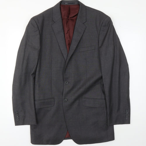 T.M. Lewin Men's Grey Blazer Size 44L Wool Business Attire