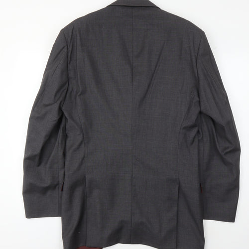 T.M. Lewin Men's Grey Blazer Size 44L Wool Business Attire