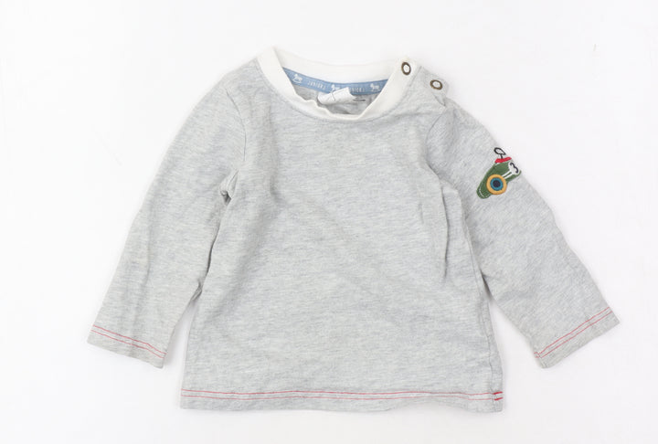Jasper Conran Grey Unisex Baby T-Shirt, 6-9 Months, Long Sleeve