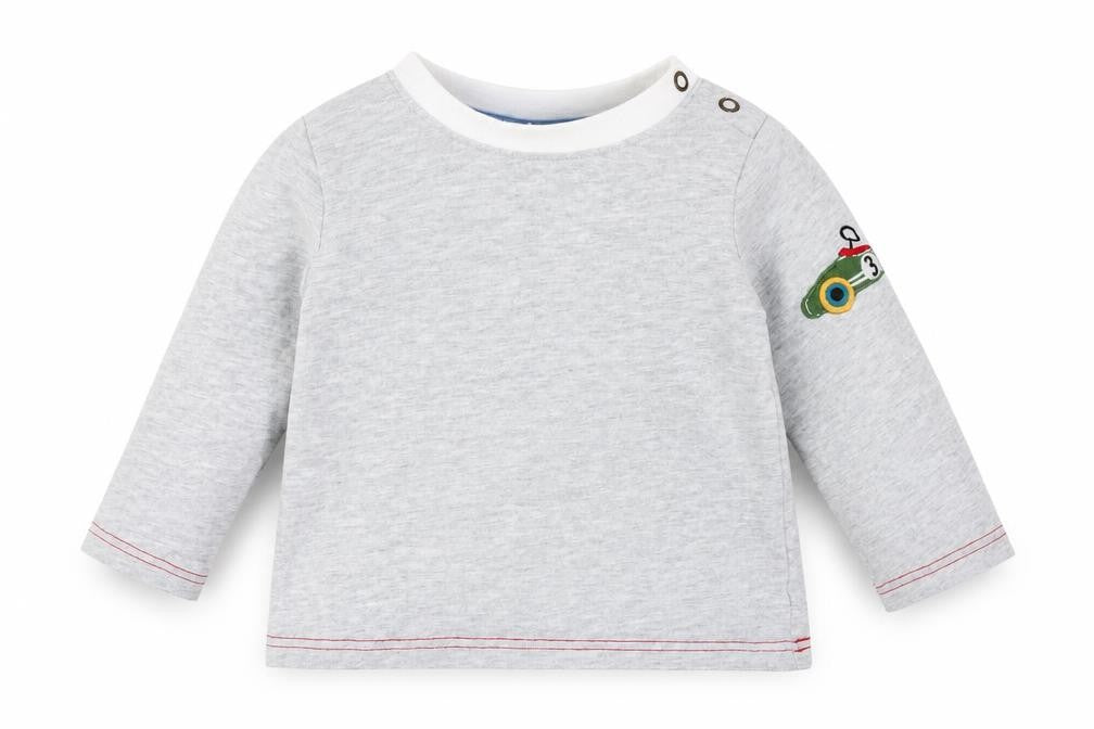Jasper Conran Grey Unisex Baby T-Shirt, 6-9 Months, Long Sleeve