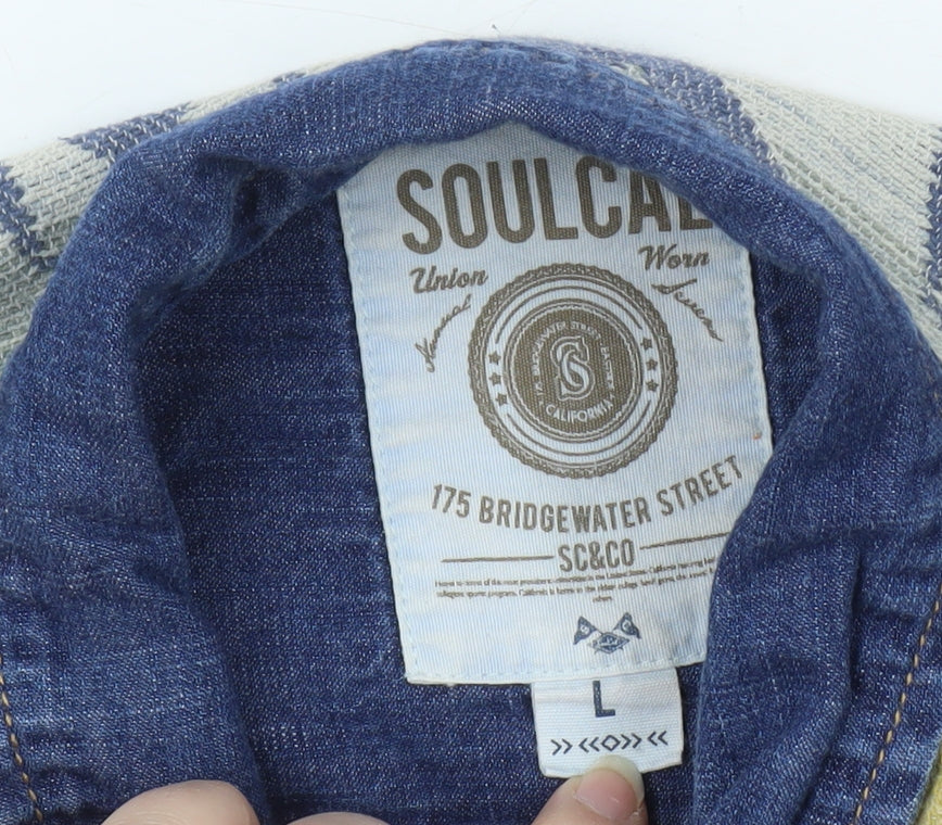 SoulCal Men's Blue Denim Aztec Shirt L - Casual Style