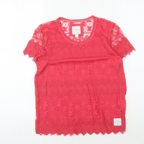 Lonsdale Women's Red Lace T-Shirt, Size S, Casual