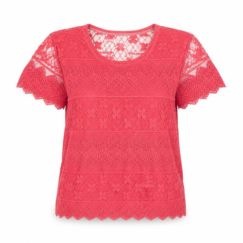 Lonsdale Women's Red Lace T-Shirt, Size S, Casual