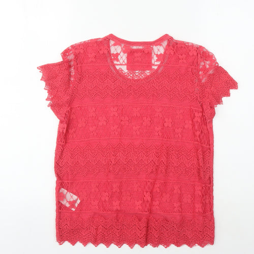 Lonsdale Women's Red Lace T-Shirt, Size S, Casual