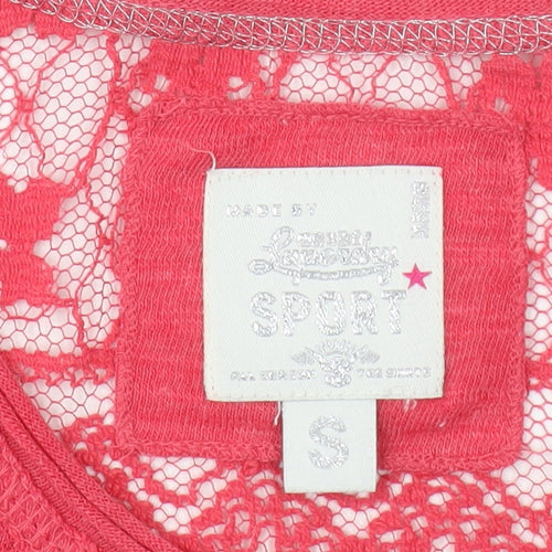 Lonsdale Women's Red Lace T-Shirt, Size S, Casual