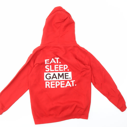 Just Hoods Boys Red XL Full Zip Hoodie with Gamer Graphic
