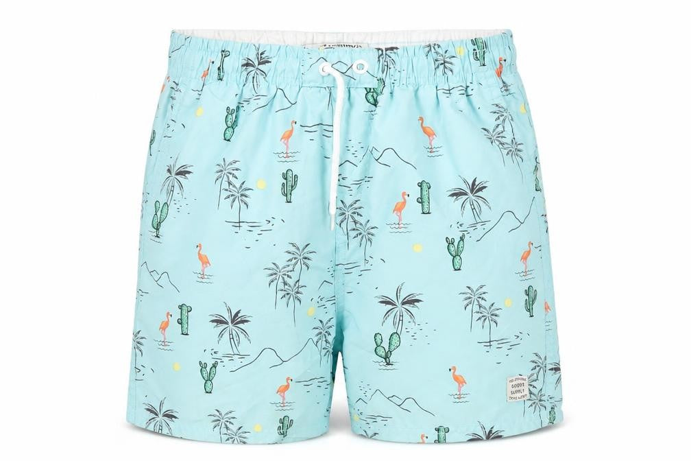 Front view of Tokyo Laundry boys’ blue swim shorts 11 years, beach pattern