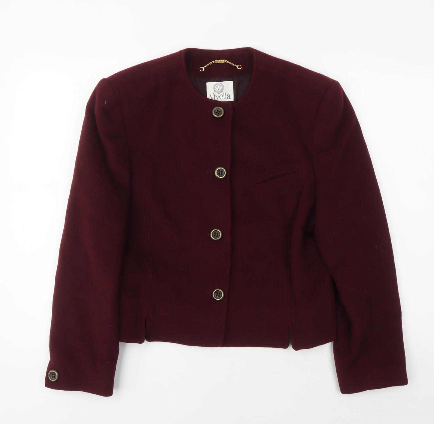 Viyella Women's Red Wool Cropped Jacket Size 12