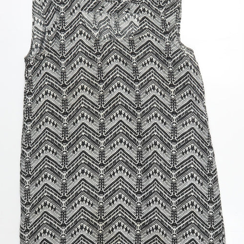 JACQUELINE DE YONG Women's Black Geometric Shift Dress L