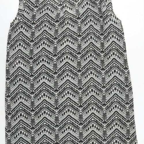 JACQUELINE DE YONG Women's Black Geometric Shift Dress L