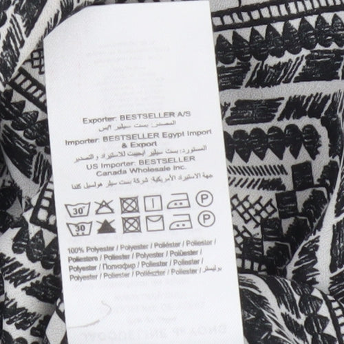 JACQUELINE DE YONG Women's Black Geometric Shift Dress L