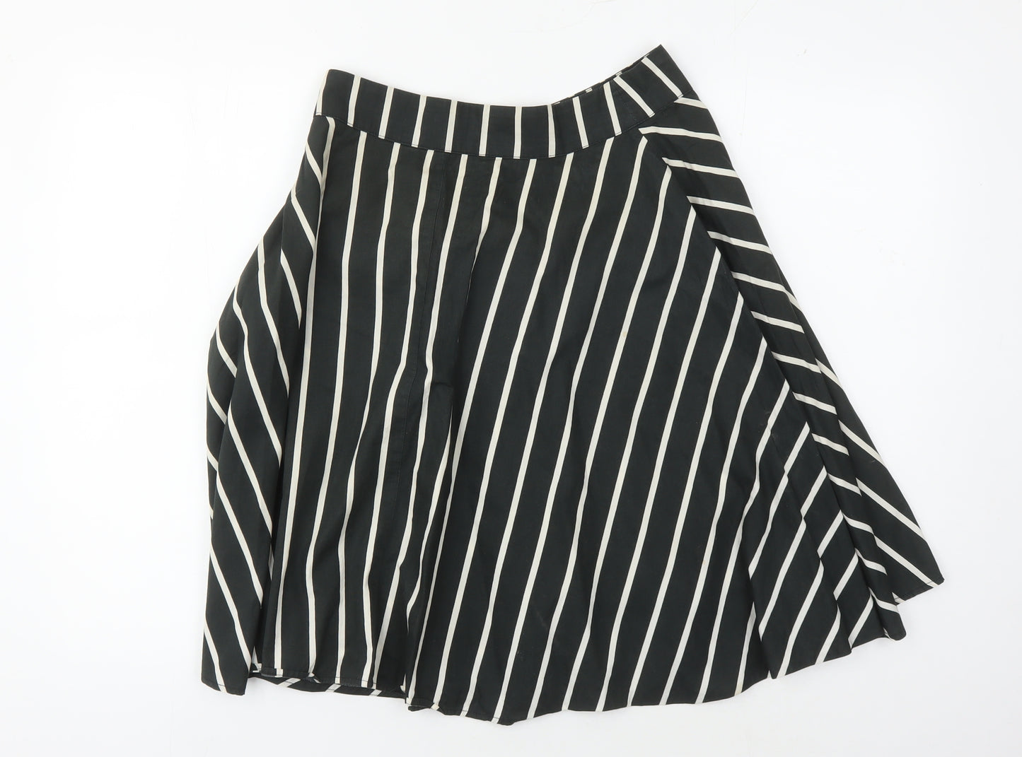 Abercrombie & Fitch Women's Black Striped Flare Skirt M