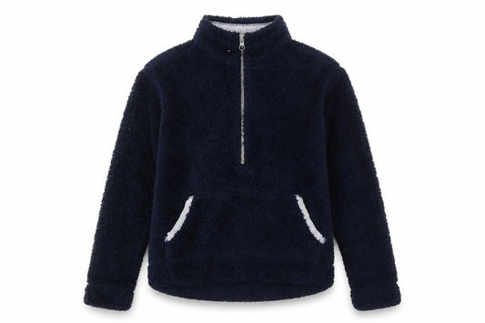 Front view of Regatta unisex kids blue fleece henley sweatshirt 9 years