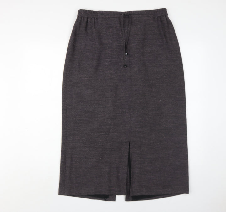 Viyella Women's Grey Midi Skirt, Size 14, Pencil Style