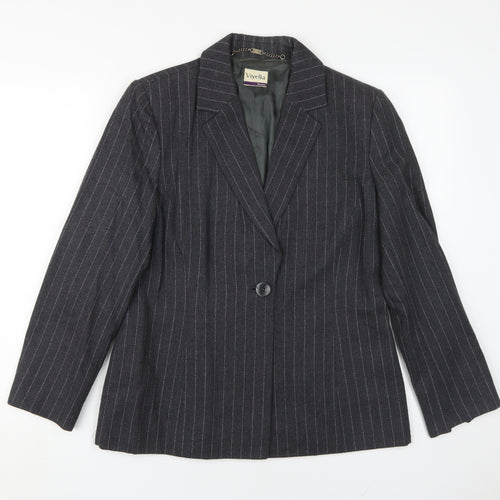 Viyella Women's Black Pinstripe Blazer UK 12