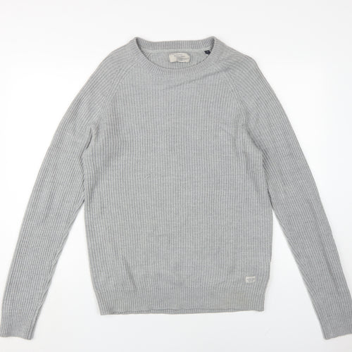 Jack & Jones Men's Grey M Pullover Tight-Knit Jumper