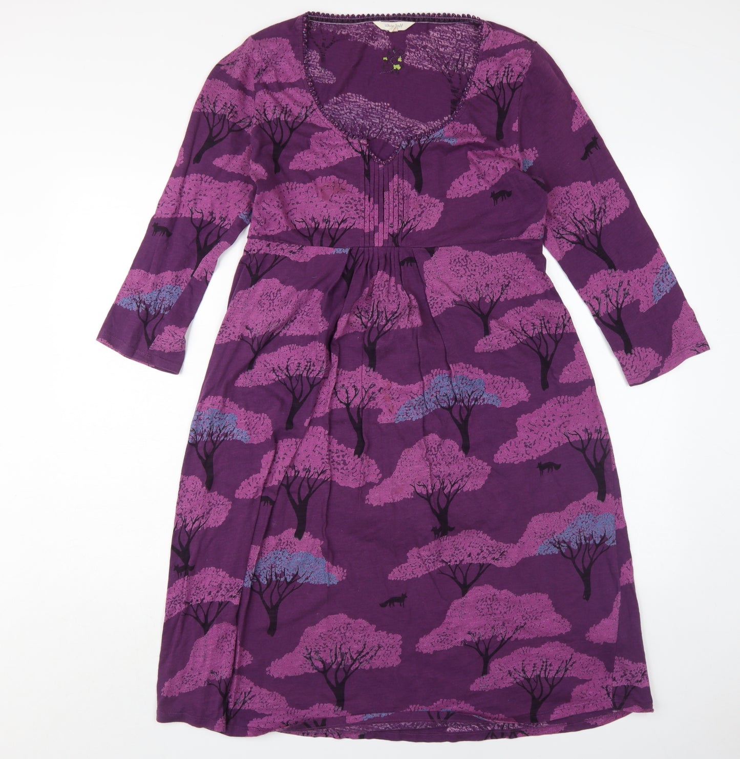 White Stuff Women's Purple Floral Cotton Dress Size 12