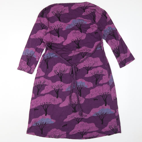 White Stuff Women's Purple Floral Cotton Dress Size 12
