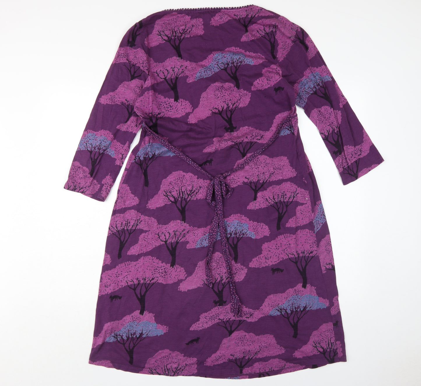 White Stuff Women's Purple Floral Cotton Dress Size 12