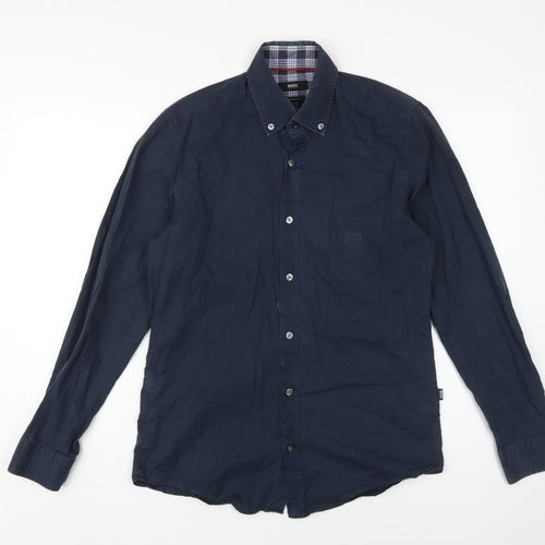 Boss Men's Blue Long Sleeve Button-Up Shirt Size S