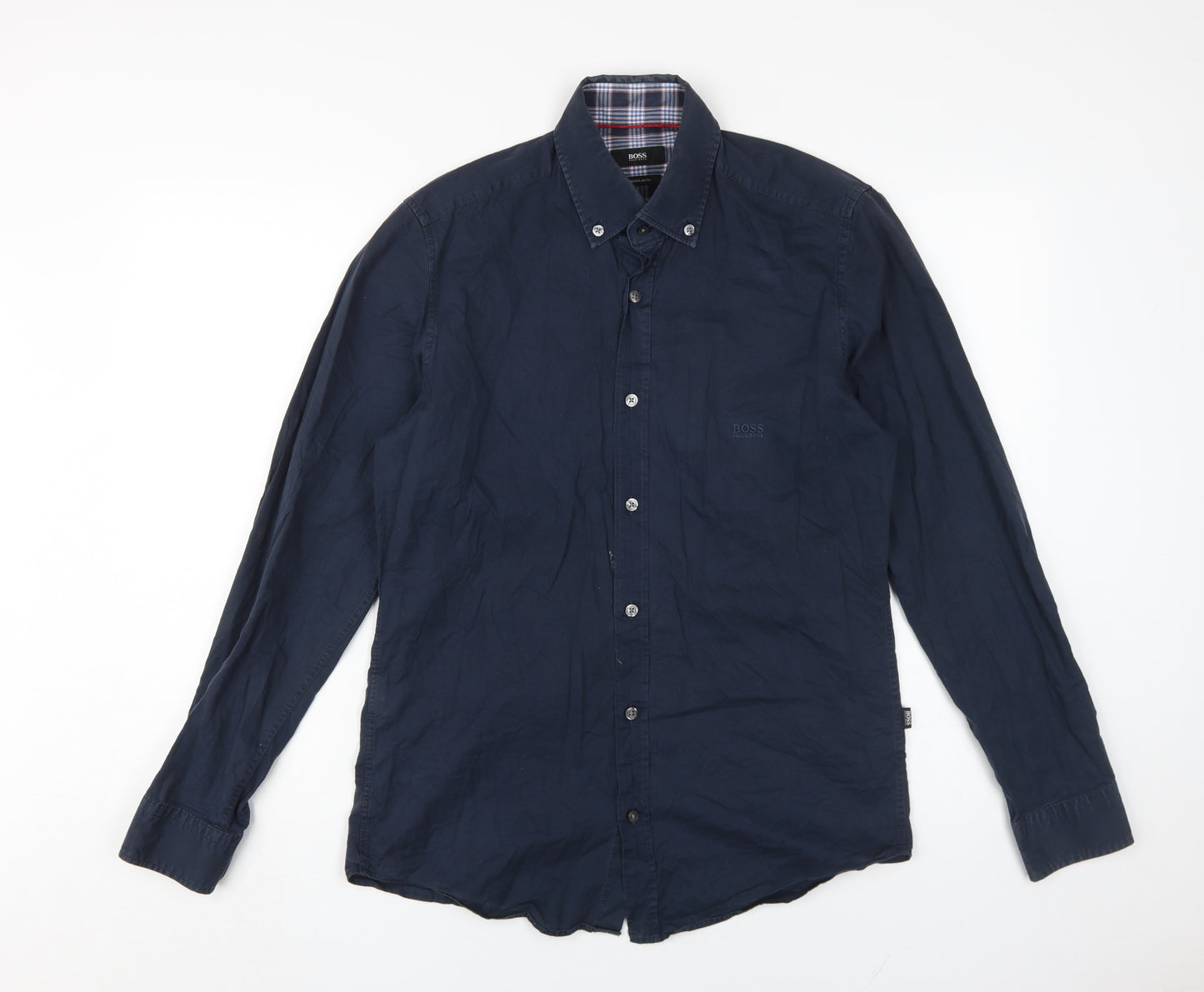 Boss Men's Blue Long Sleeve Button-Up Shirt Size S