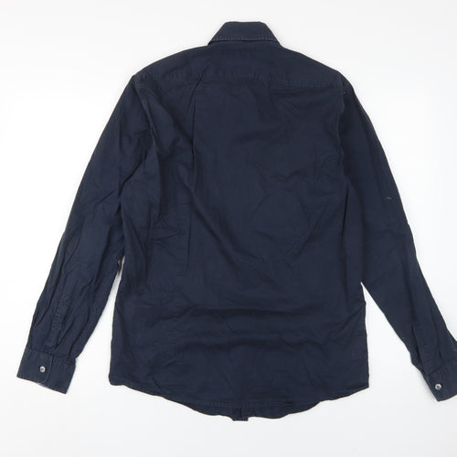Boss Men's Blue Long Sleeve Button-Up Shirt Size S