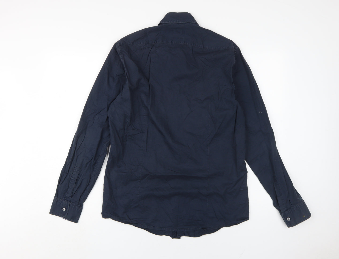 Boss Men's Blue Long Sleeve Button-Up Shirt Size S