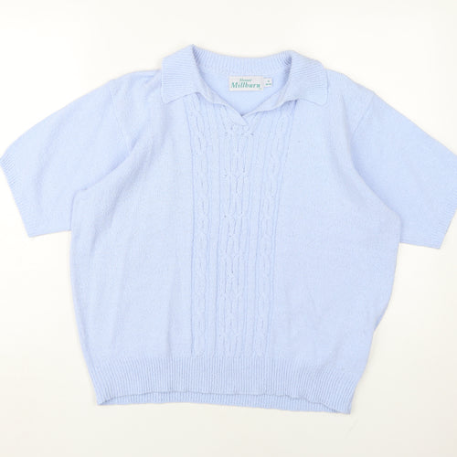 Honor Millburn Womens Blue Knit Pullover Jumper 18
