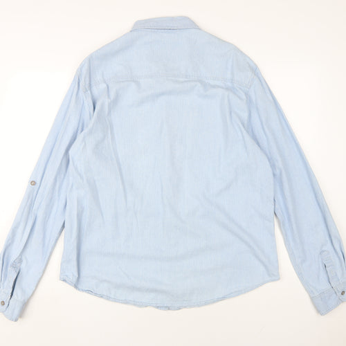 SoulCal & Co Men's Blue Striped Button-Up Shirt 2XL