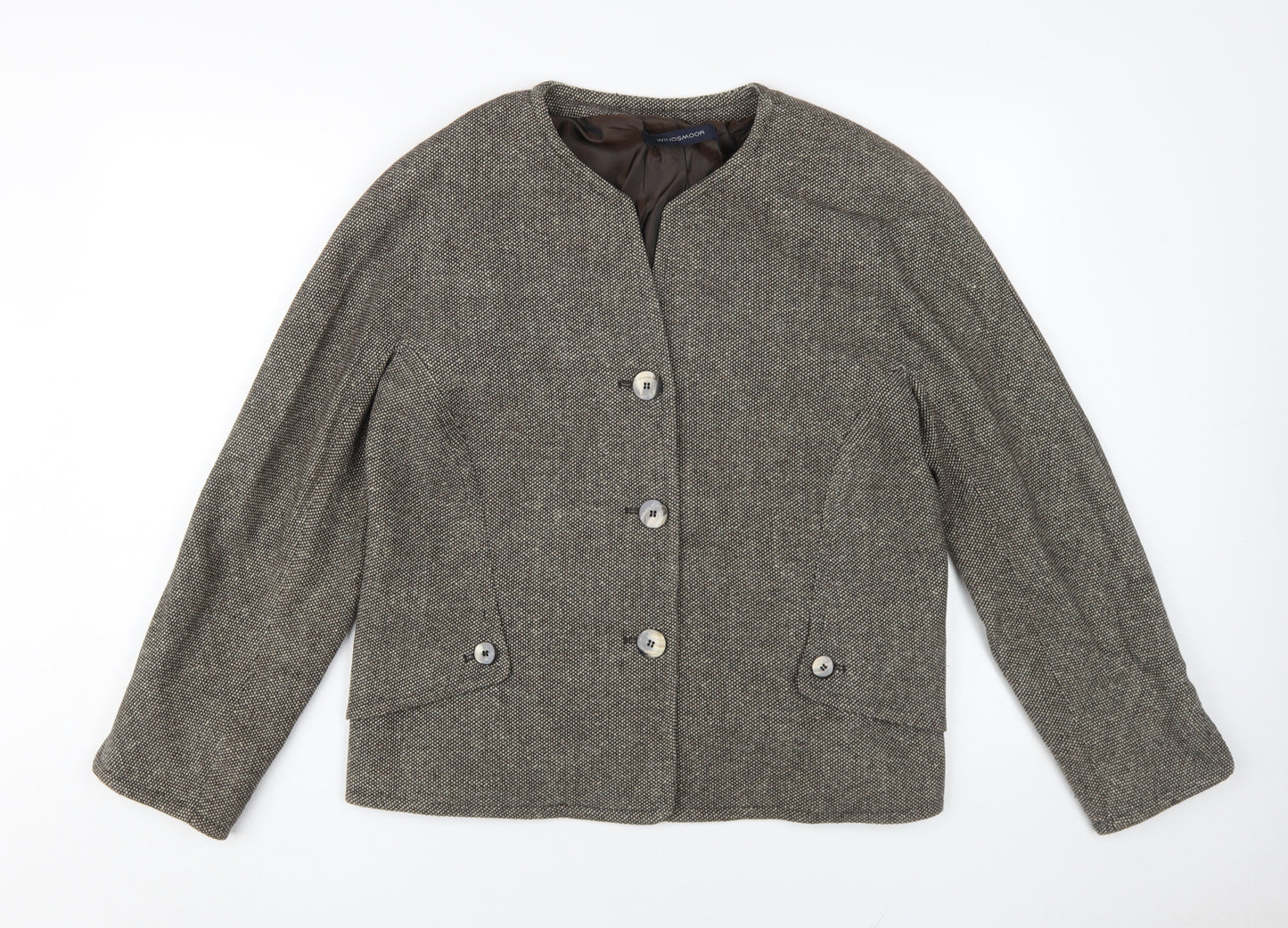 Windsmoor Women's Brown Tweed Herringbone Jacket Size 12