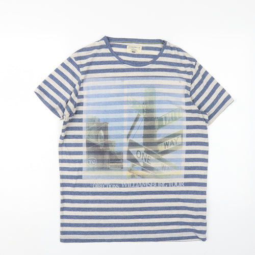 Jack & Jones Men's Blue Striped T-Shirt M