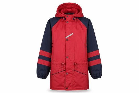 Front view of Regatta unisex red rain jacket, size 34, water resistant