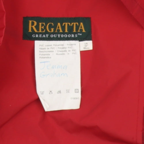 Regatta Unisex Red Rain Jacket, Size 34, Water Resistant