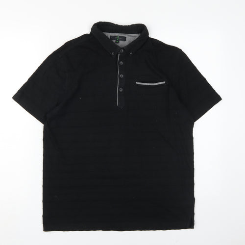 Jasper Conran Men's Black Collared Polo Shirt M