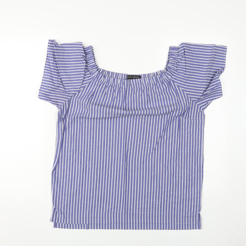 Banana Republic Women's Blue Striped Off-Shoulder Top XS