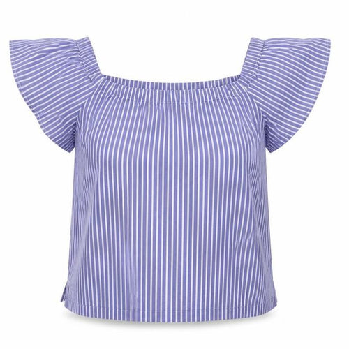Banana Republic Women's Blue Striped Off-Shoulder Top XS