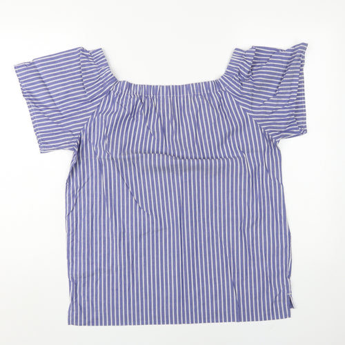 Banana Republic Women's Blue Striped Off-Shoulder Top XS