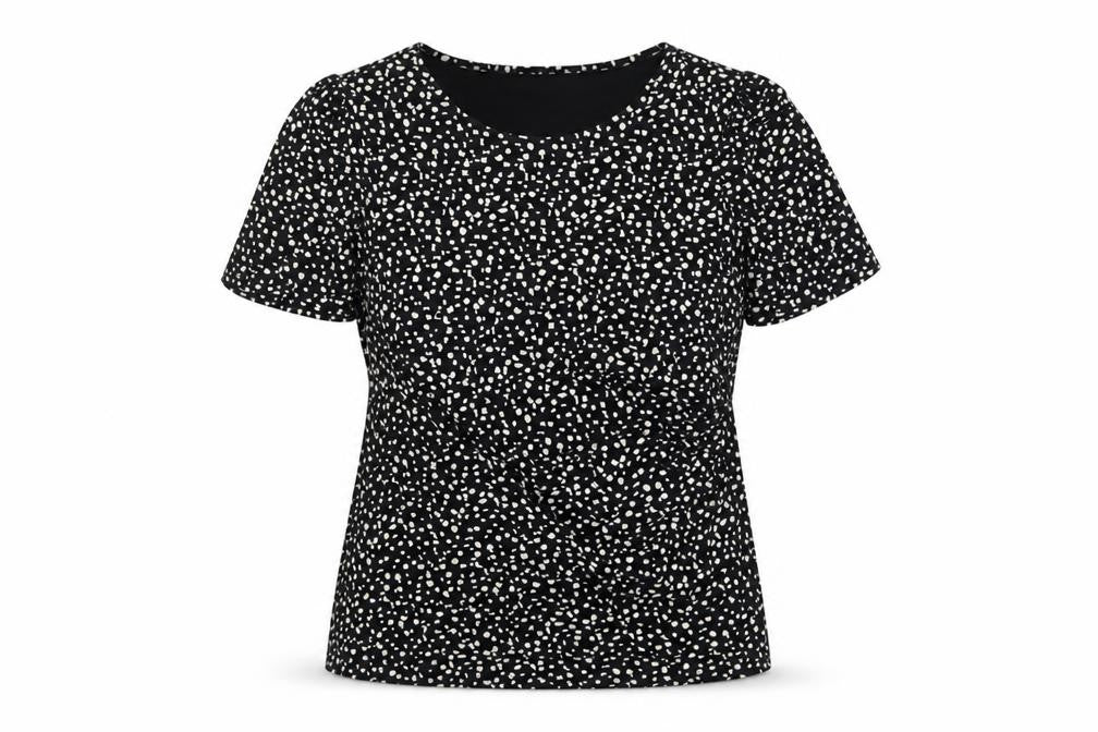 Front view of Viyella Women's Black Geometric T-Shirt L